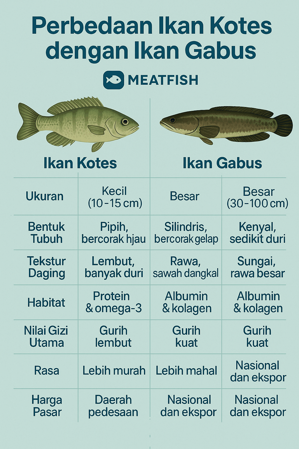 Perbedaan dan Persamaan Ikan Kotes dan Ikan Gabus