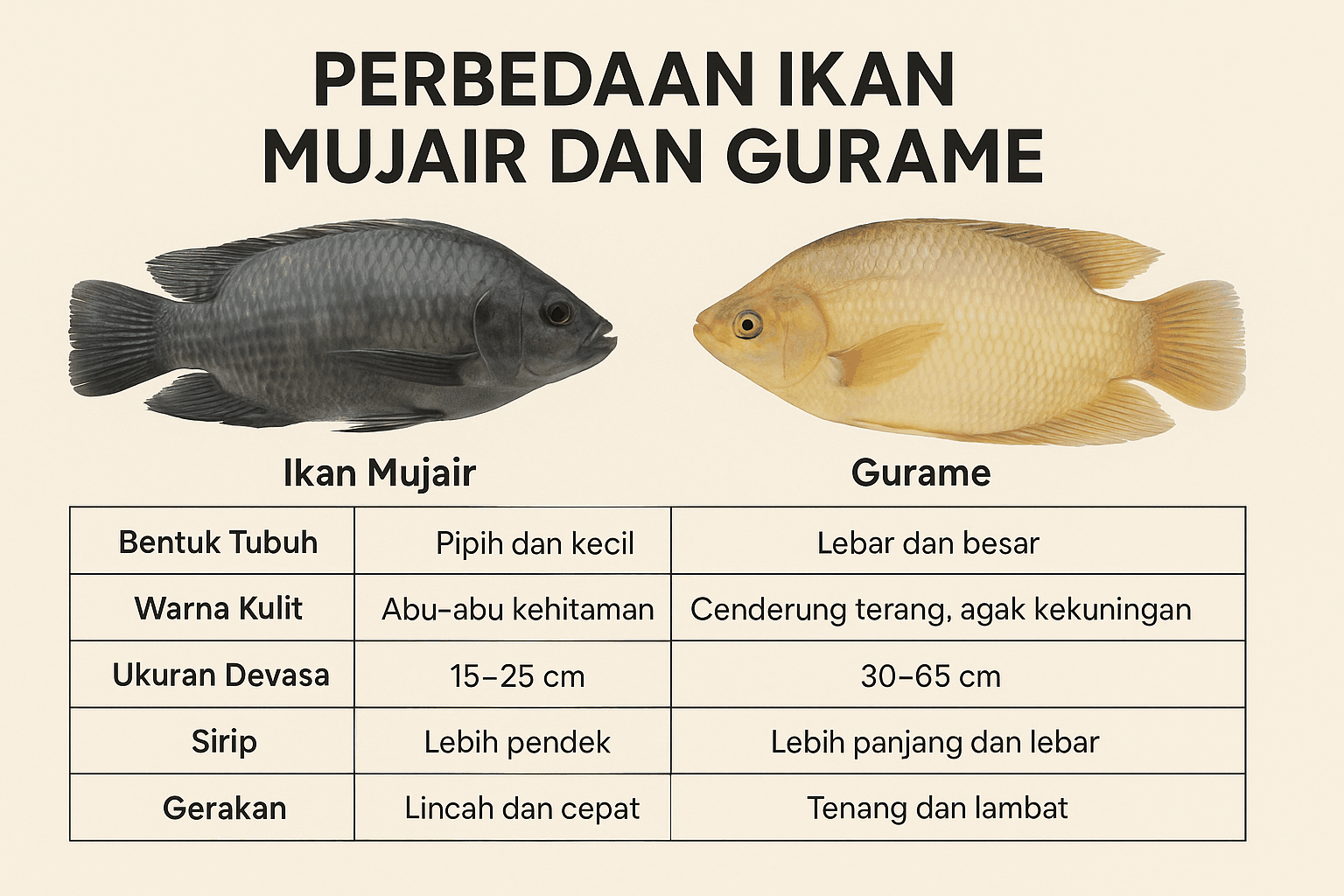Perbedaan Ikan Mujair dan Gurame: Panduan Lengkap untuk Pemula